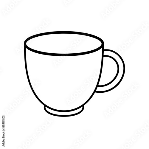 Outline drawing of a coffee teacup object on transparent background