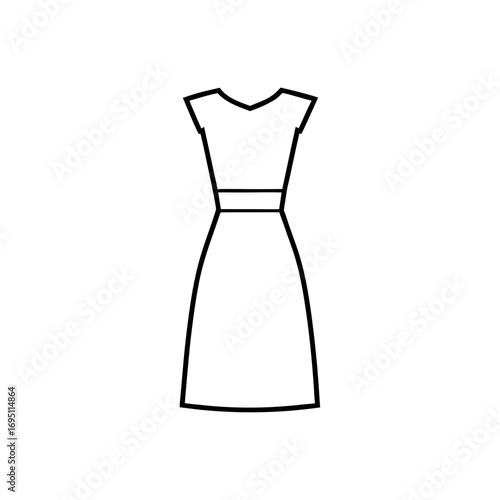 Simple outline drawing of a summer dress on transparent background