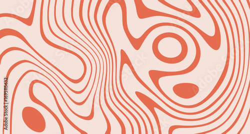 Psychedelic, wavy and wild pattern. Vector illustration. Abstract retro styled print with dynamic, curved lines