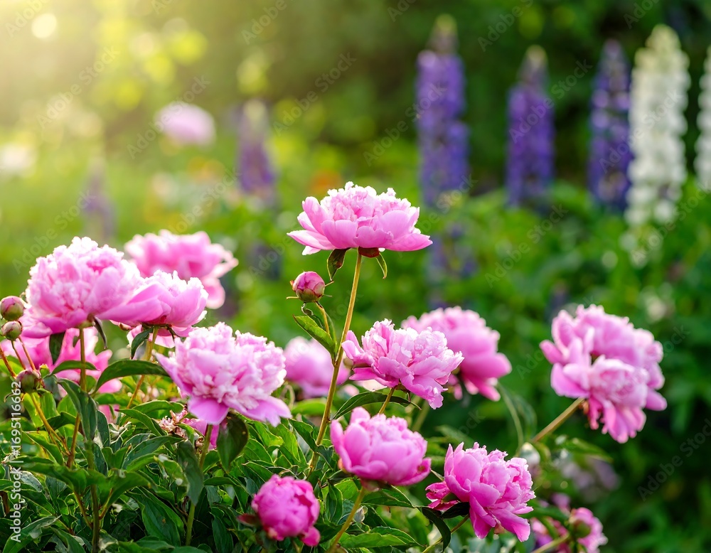 Fototapeta premium Pink peonies in a garden
