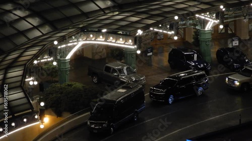 Luxury Valet Service at a Las Vegas Resort With Black Sedans