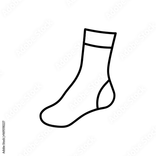 Simple outline drawing of a single sock on transparent background