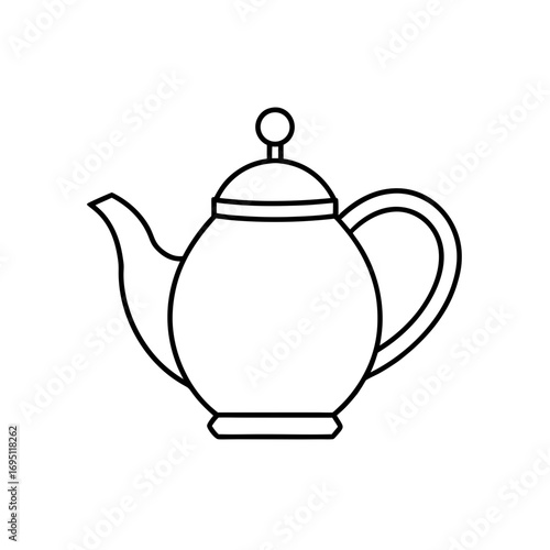 Simple outline drawing of a teapot shape on transparent background