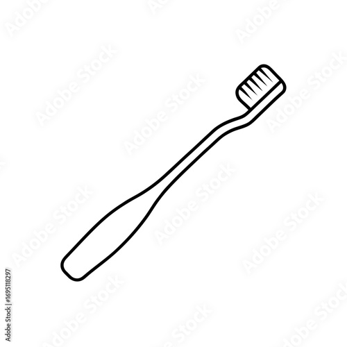 Illustration of a single toothbrush outline on transparent background