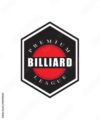 Billiard emblem logo, Billiard club Logo Template Design, Billiard Logo with Ball