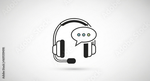 Customer service icon with headset and speech bubble for online support and assistance