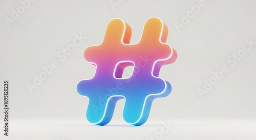 3d rendering hashtag symbol concept of social media, trending topic and online marketing