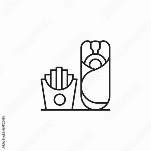 french fries wrap icon sign vector