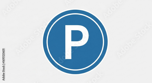 Blue parking sign with letter p for traffic and transportation regulation