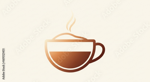 Aromatic coffee cup, a simple and elegant illustration of a hot beverage with steam