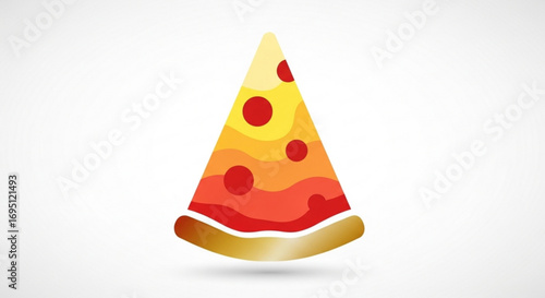 A slice of pizza with a gradient of yellow, orange, and red