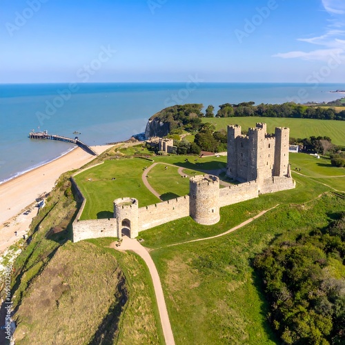 Coastal castle perched on a cliff overlooking the sea