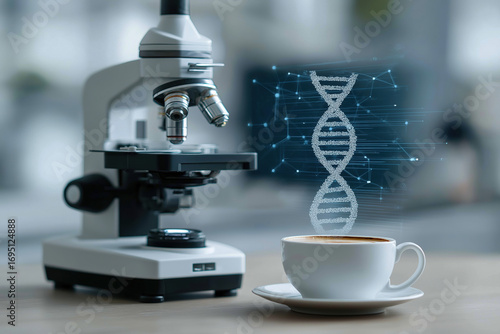 Science and innovation blend with morning coffee at a laboratory