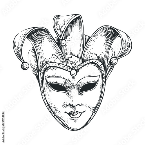 Elegant carnival mask design for celebrations and events. Vector hand drawn illustration