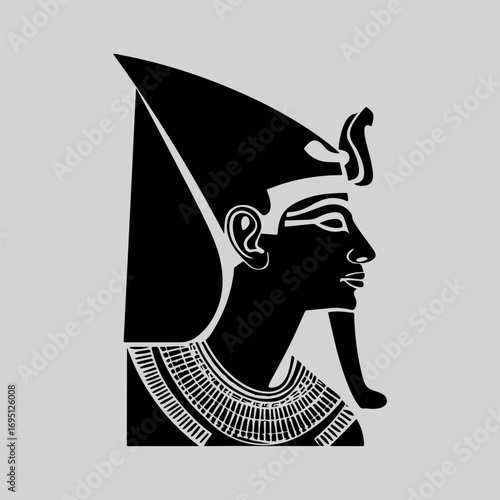 Egyptian Pharaoh Silhouette Sign Retro Flat Icon Concept, Pharaoh Vector Artwork, Black Icon Egyptian Pharaoh Illustration Vector Design