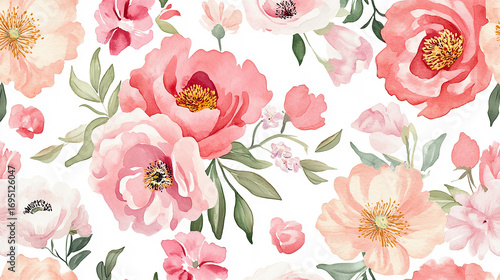 Watercolor floral illustration bouquet with blush pink, coral, ivory, pastel blue flowers, rose, peony, tulip, hydrangea, chamomile, wedding clipart, invitations, cards, background solid white