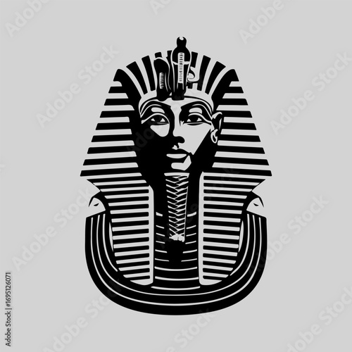 Egyptian Pharaoh Silhouette Sign Retro Flat Icon Concept, Pharaoh Vector Artwork, Black Icon Egyptian Pharaoh Illustration Vector Design