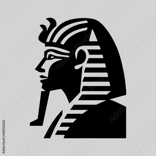 Egyptian Pharaoh Silhouette Sign Retro Flat Icon Concept, Pharaoh Vector Artwork, Black Icon Egyptian Pharaoh Illustration Vector Design