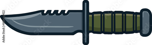 Cartoon Combat Knife Illustration – Military Survival Weapon Icon