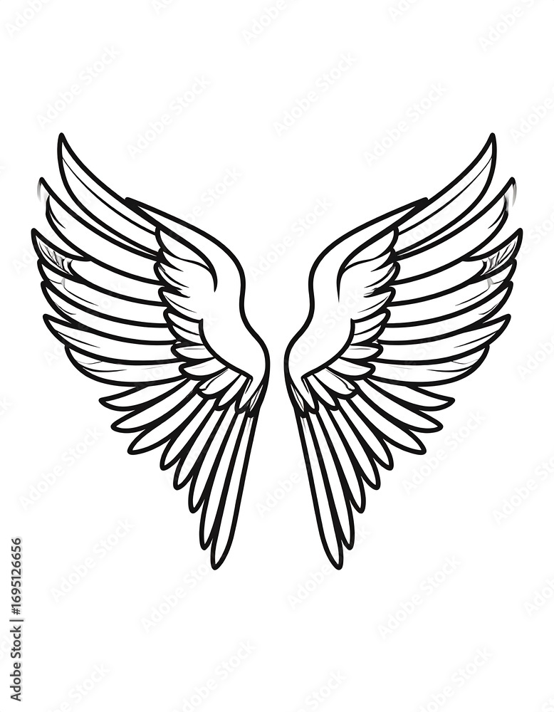 Fototapeta premium Elegant black and white angel wings