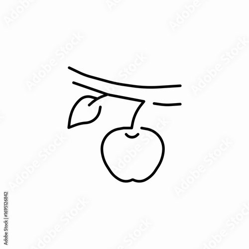 apple on branch icon sign vector