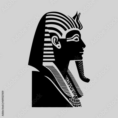 Egyptian Pharaoh Silhouette Sign Retro Flat Icon Concept, Pharaoh Vector Artwork, Black Icon Egyptian Pharaoh Illustration Vector Design