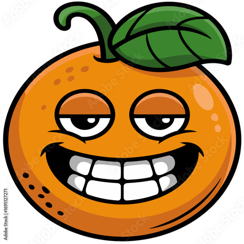 A cute, funny orange cartoon character with a happy smiling face, perfect for a fresh fruit illustration