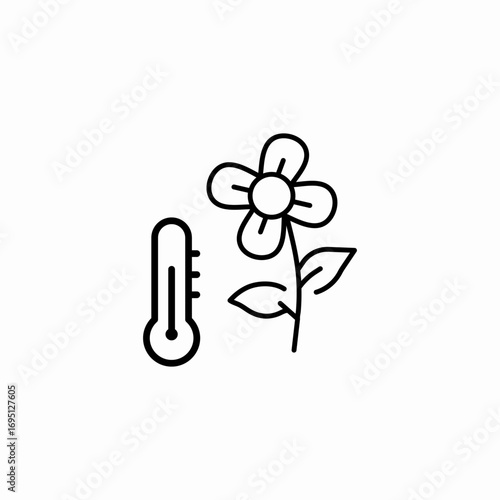 flower with thermometer icon sign vector