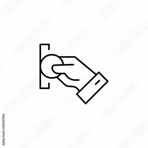hand inserting coin icon sign vector