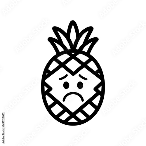 character emotion pineapple sadness vector on white background
Vector icon character with emotion
