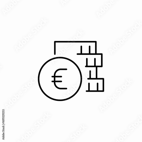 stacked euro coins icon sign vector
