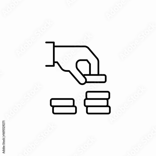 stacking coins hand icon sign vector