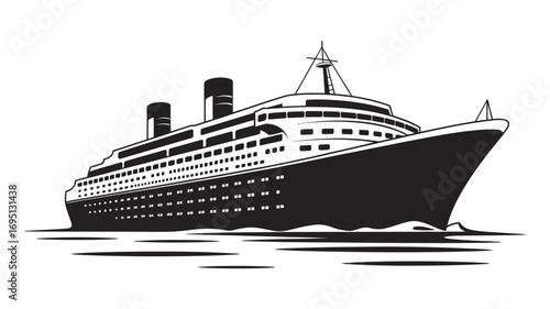 Classic ocean liner illustration representing luxury travel and sophisticated sea voyages, a symbol of grand journeys across the open waters with timeless elegance