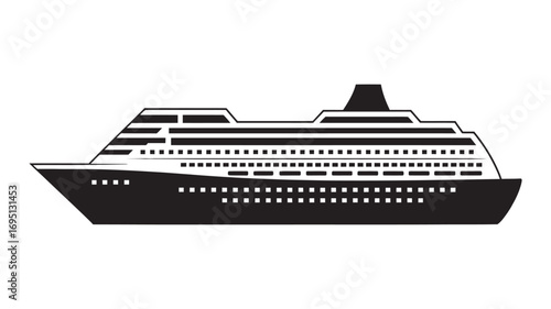 Cruise Ship Icon A Simple Black and White Vector Illustration