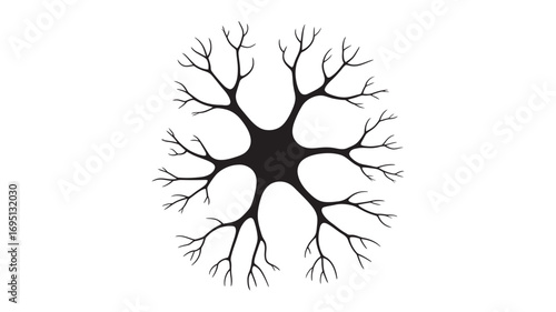 Abstract Neuron Dendrite Structure Black and White Vector Illustration