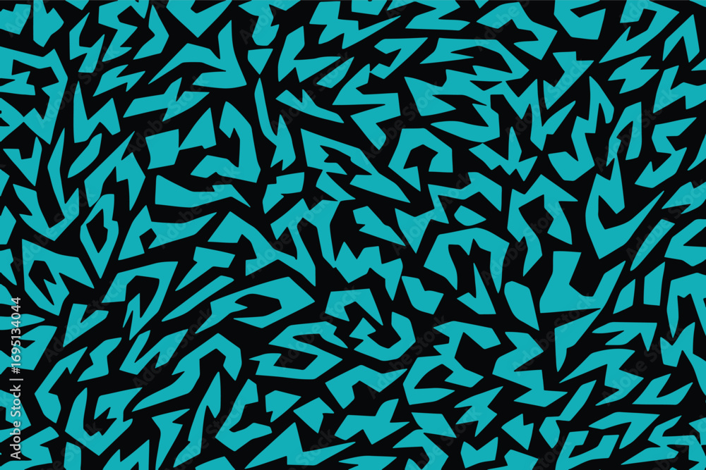 Fototapeta premium Seamless Geometric Abstract PatternModern Turquoise and Black Graphic BackgroundAbstract Sharp Shapes Seamless Pattern