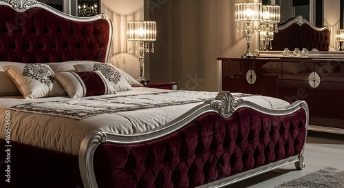 Luxury Bedroom Interior: A Regal Setting With Elegant Bed And Decorative Elements