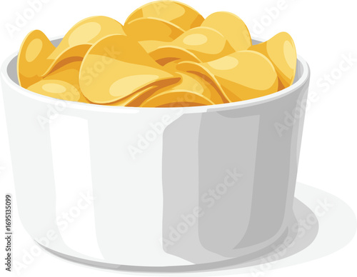 Potato chips, snack food, crispy chips, fast food, junk food, salty snack, tasty appetizer, bowl of chips, crunchy, delicious