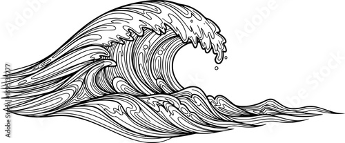 Artistic Ocean Waves Vector Set – Black Nature Inspired Wave Illustrations for Design and Decoration
