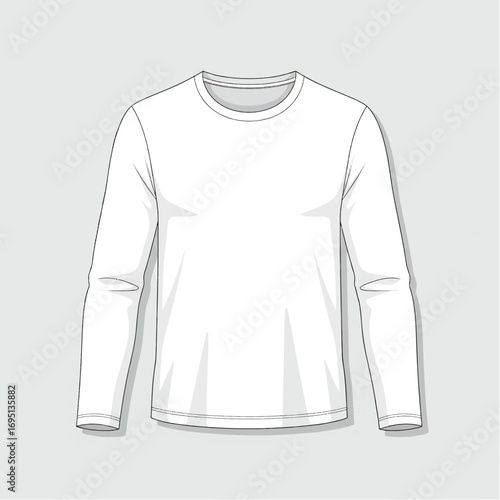A versatile blank white long-sleeve shirt template for creative design projects, offering an ideal canvas for custom apparel graphics and branding presentations