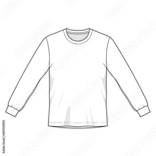 Blank Long Sleeve T-Shirt Template for Fashion Design and Mockups