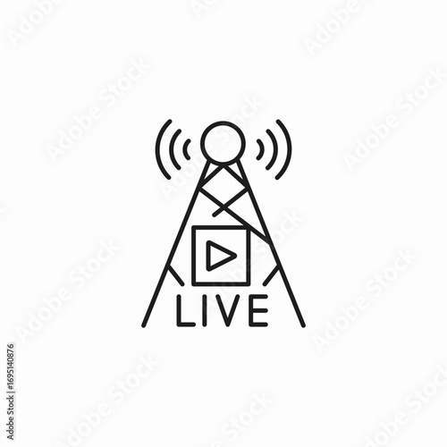 broadcast tower transmission icon sign vector