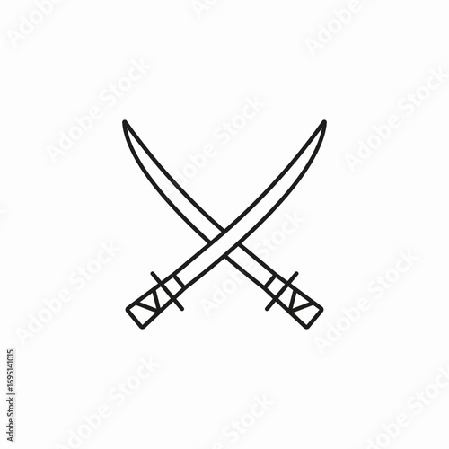 crossed katana swords icon sign vector