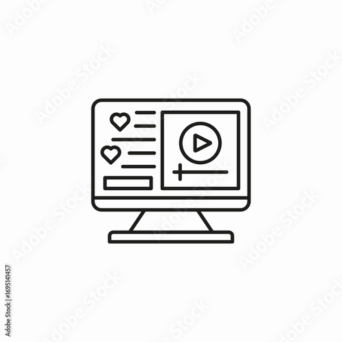 monitor live social icon sign vector