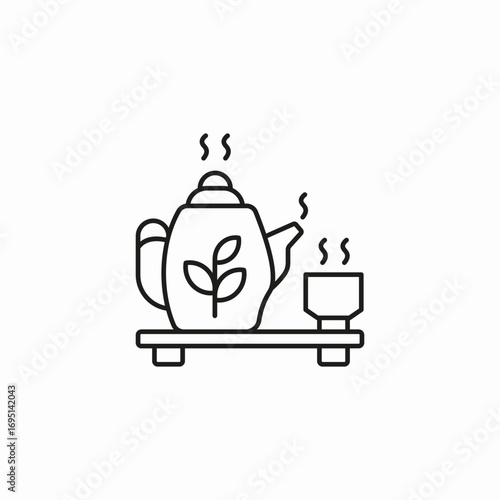 teapot cup set icon sign vector