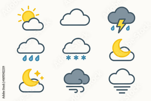 Weather Forecast Icons Set