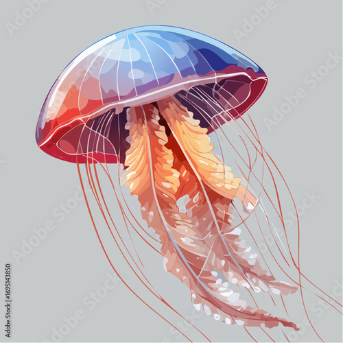 blue button jellyfish delicate vector illustration for marine conservation and décor