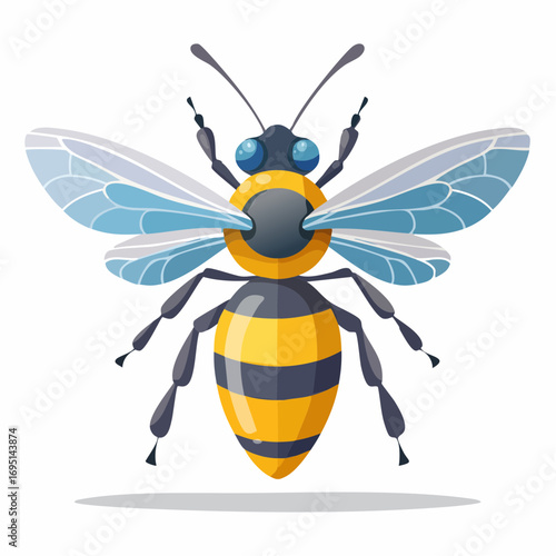 blue carpenter bee entomology vector illustration for ecological and educational branding