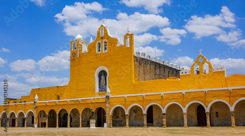 Izamal, Mexico - April 23, 2025: Former convent of San Antonio de Padua in Izamal, Yucatan, Mexico.