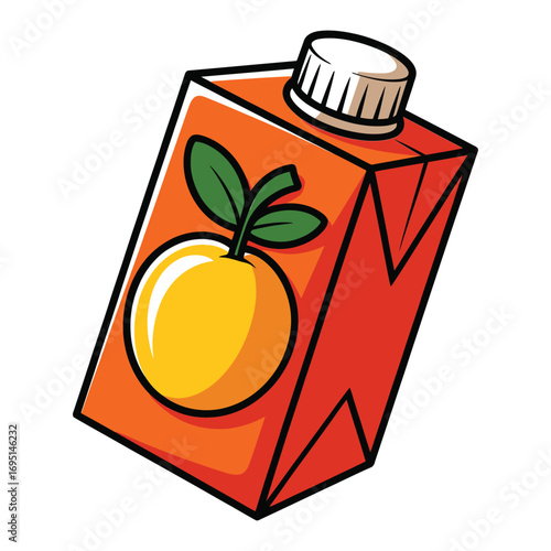 Cartoon orange juice box, a refreshing and healthy beverage option, perfect for breakfast or a quick snack, full of vitamin c and flavor